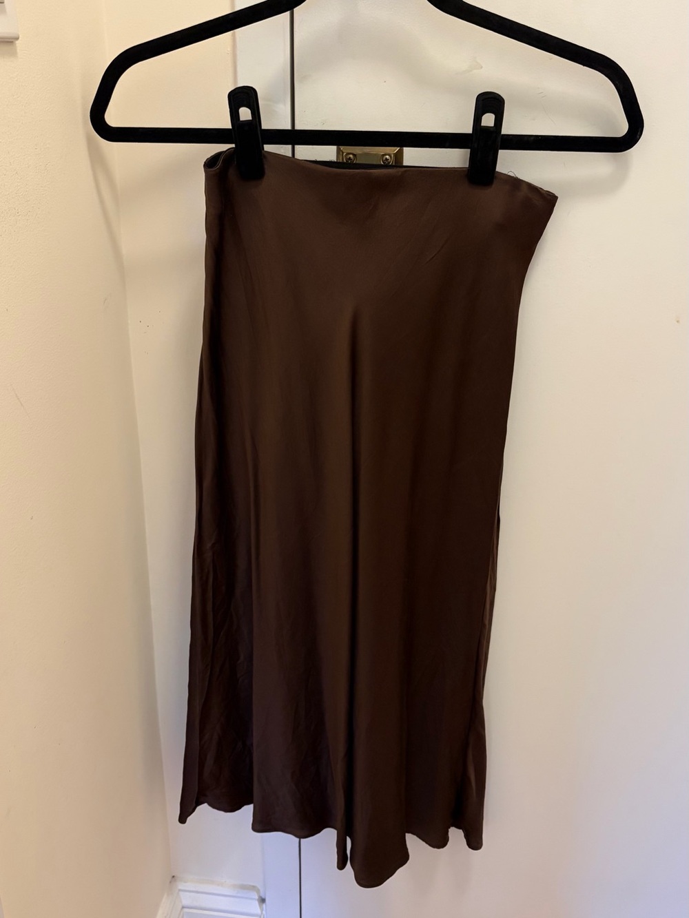 Quince Brown Silk Midi Skirt